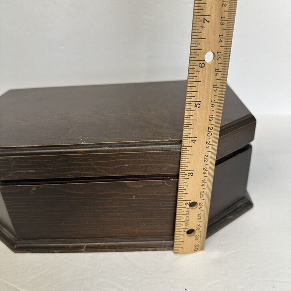 Vintage Jewelry Keepsake Necklace Box Medium Wooden Treasure Chest Storage - Picture 11 of 12